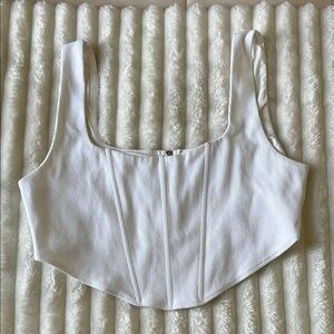 Princess Polly White Ribbed Women's Top